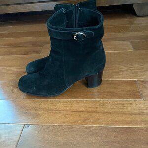 La Canadienne Black Suede Heeled Ankle Boots 7.5